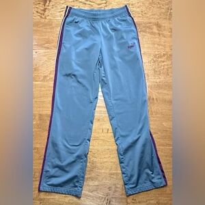 Puma Gray Track Pants Purple Side Stripe Drawstring Joggers M